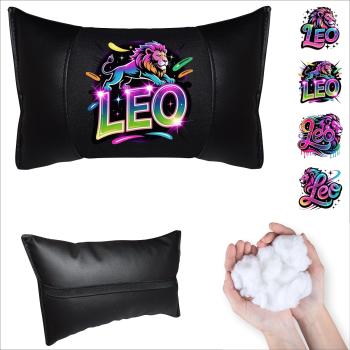 LEO- 1 Paar Auto Nackenkissen 20x30cm Nackenpolster mit Druck Astrologie ZODIAC STERNZEICHEN HOROSCOPE